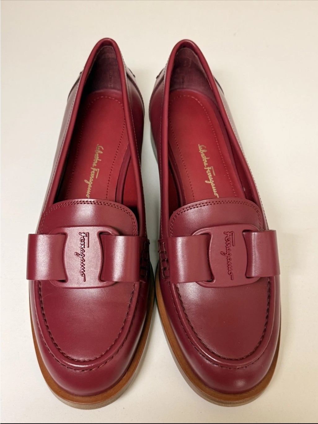 Salvatore Ferragamo Women's Red Leather Loafers